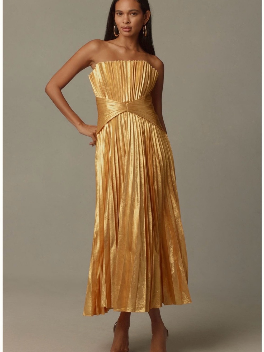 NWT Acler Hatchford Maxi Dress in honey gold metallic size 10